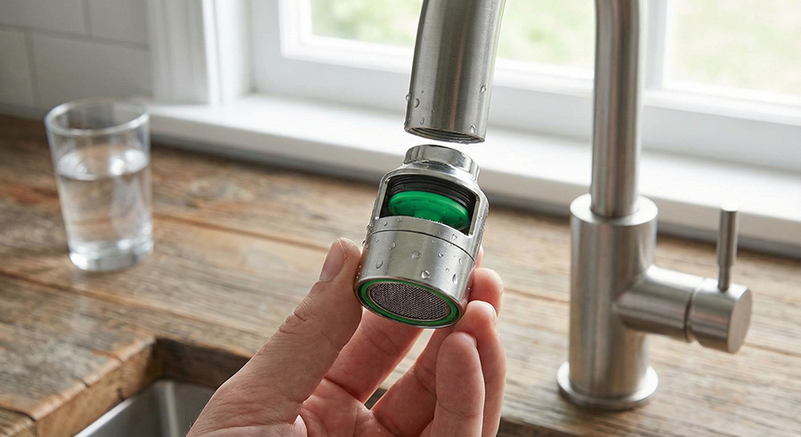 faucet aeroator being installed