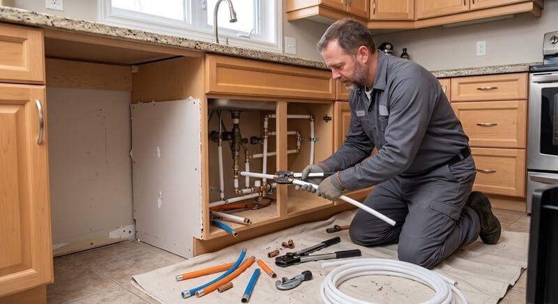 plumber replacing kitec plumbing