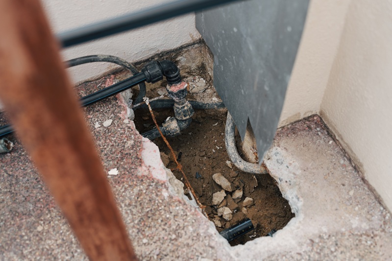 concrete slab pipes revealed